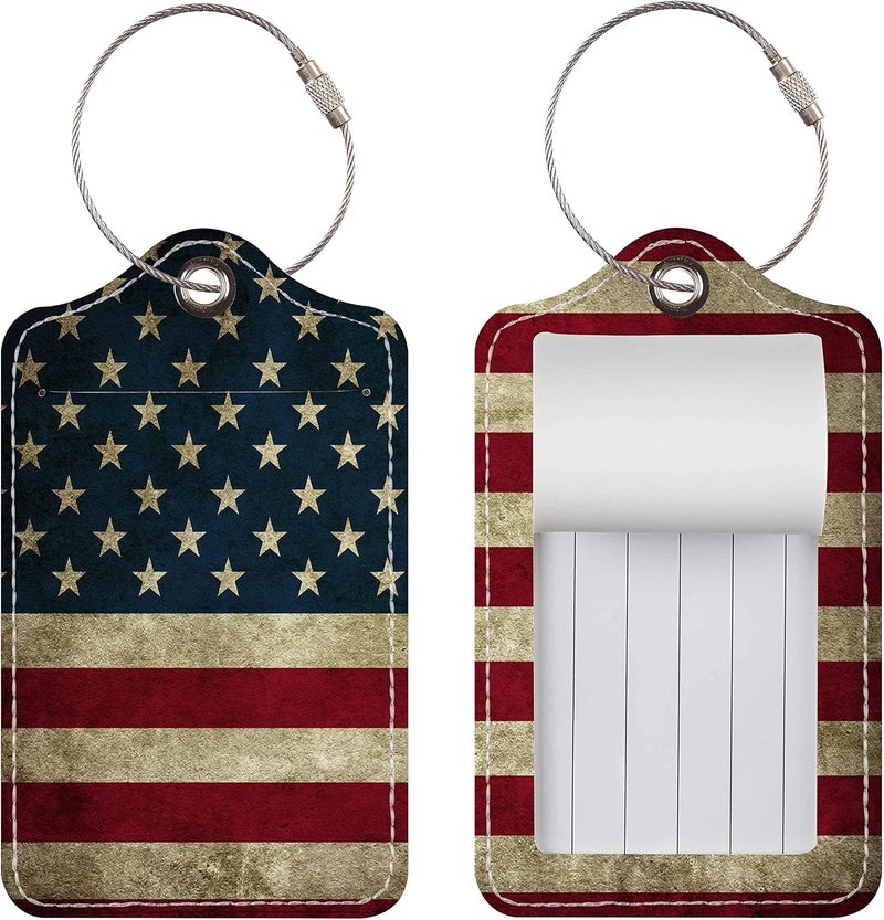 Chelmon Luggage Tags for Suitcases, 2 Pack Cute PU Leather Suitcase Tag Identifiers TSA Approved with Stainless Steel Loop and Address Card for Baggage Tag for Cruise Airport Travel Essentials by - Image 2